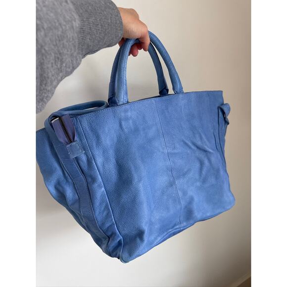Free People Leslie Leather Boho Hobo Tote Bag in Blue - OS - Picture 3 of 8